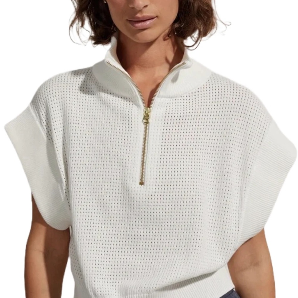 Varley Fulton Short-Sleeve Half-Zip Crop Pullover